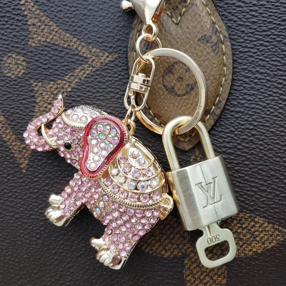 Authentic Louis Vuitton Lock & Key Gold✨Unbranded Elephant Keychain Bag Charm LV